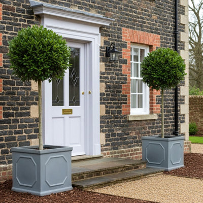 Set Of 2 Idealist™ 45Cm Large Square Planters For TreesGrey Reinforced Stone Garden PlanterFaux Lead Chelsea Planter Box from B&Q