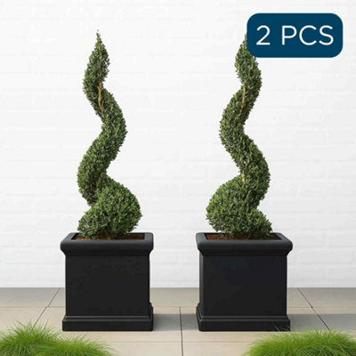 Set Of 2 Idealist™ 44Cm PlanterBlack Reinforced Stone Large Square Victorian Flower BoxGarden PlantersOutdoor Plant Pots from B&Q