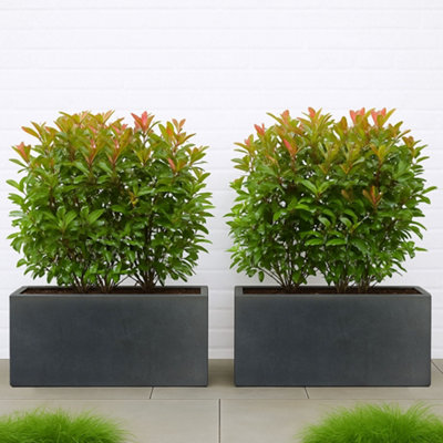 Set Of 2 Idealist™ 80Cm Garden Trough Slate Grey Reinforced Stone Rectangular PlanterOutdoor Large Plant Pots H37 L80 W37 Cm from B&Q