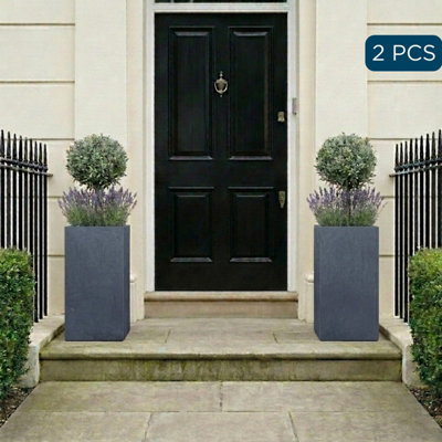 Set Of 2 Idealist™ 70Cm Tall PlanterSlate Grey Reinforced Stone Garden PlantersOutdoor Large Plant Pots H70 L33 W33 Cm79L from B&Q