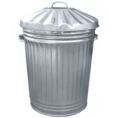 KetoPlastics 90L Vintage Retro BinGalvanised Dustbin Metal Bin from B&Q