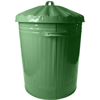 KetoPlastics 90L Retro Bin Vintage Style Metal Dustbin With Lid Suitable For Indoor Or OutdoorClassic Bin Steel DustbinSage Green90L from B&Q