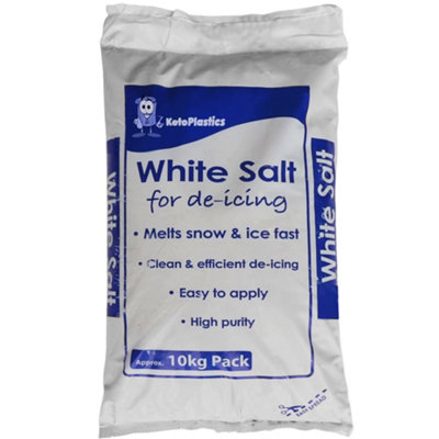 KetoPlastics 10Kg White De-Icing Salt Grit For Clearing Ice And Snow From Driveway Path Pavement Patio from B&Q