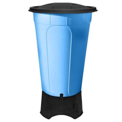 KETOPLASTICS Large 210L Water Butt With Stand & Tap Garden Waterbutt Barrel Rain Water Collector - Blue Water Butt Kit