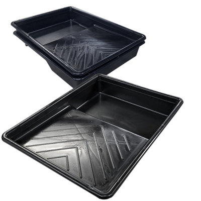 Rackhams Plastic Paint Tray 9" Painting Tray Durable Decorating Roller Tray Ideal For Trade & Diy Rollers Up To 9" Wide - Pack Of 3 - Image 3