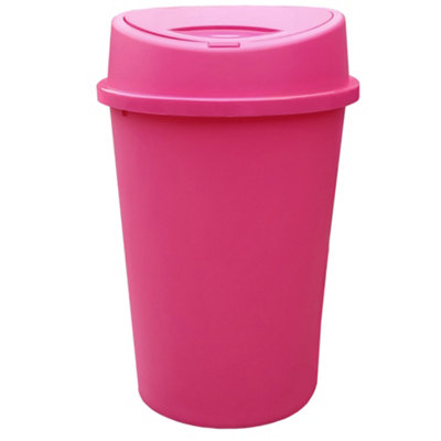 KetoPlastics Pink 45 Litre 45L Touch Top Bin For Home Garden Office School Kitchen Bathroom Top Bin Portable Pedal Bin Removable Lid from B&Q