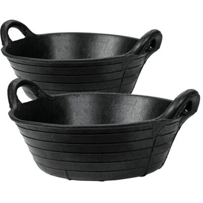 KetoPlastics Skip Feed Bucket Feeder 11L In Black Pack Of 2 Integrated Handles Made Of Rubber Flexible Animal Pet Horse from B&Q