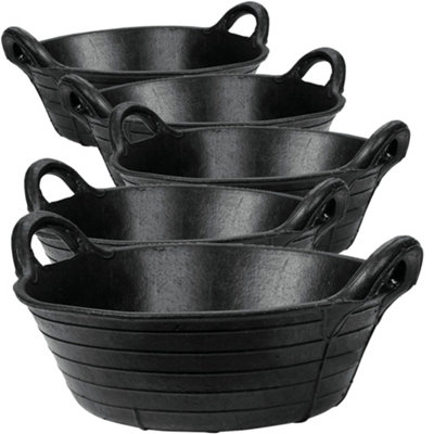 KetoPlastics Skip Feed Bucket Feeder 11L In Black Pack Of 5 Integrated Handles Made Of Rubber Flexible Animal Pet Horse Made In The Uk from B&Q
