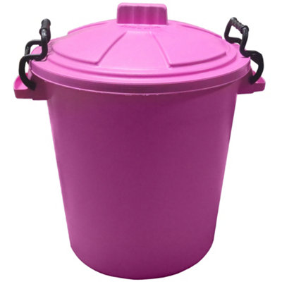 KetoPlastics Pink Bin Clip Locking Lid Bin For Waste Bin Storage Of Animal Feed Pink Bin 50L from B&Q