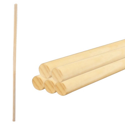 KetoPlastics Replacement Wooden Broom Handle (L)120Cm (D)23mm Mop Handle MopstickPack Of 5 from B&Q