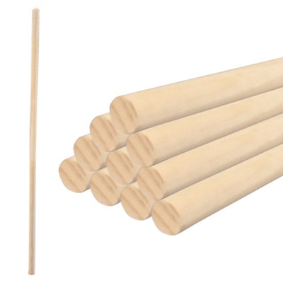 KetoPlastics Wooden Broom Handle For Mop Or Brush Hoe Or Rake (L)1.2M (D)23mm Replacement Handle MopstickPack Of 10 from B&Q