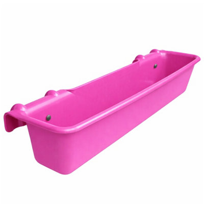 KetoPlastics Hook Over Feeder Horse Cattle Goat Manger Mountable Livestock Feed Bucket TroughPink50 Litre