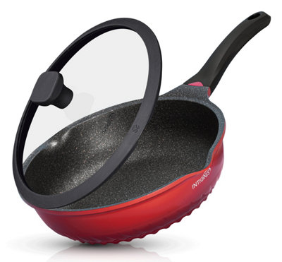 INTIGNIS 24Cm Non Stick Frying Pan With Lid Deep Induction Cooking Pan 2.4L from B&Q