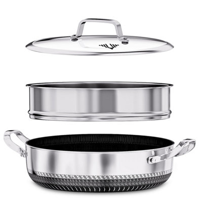 INTIGNIS 30Cm Steamer Pot With Lid5.5L Stainless Steel Casserole With SteamerInduction from B&Q