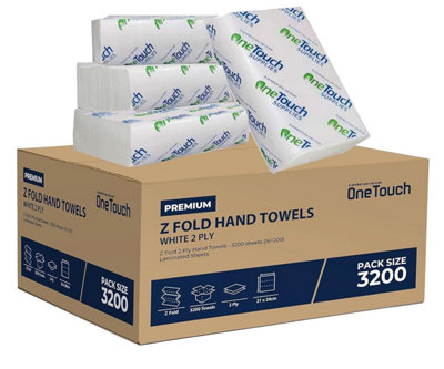  - Z Fold Paper Towels White Interfold Embossed Hand Towel 2 Ply C Multi Tissue (3200
