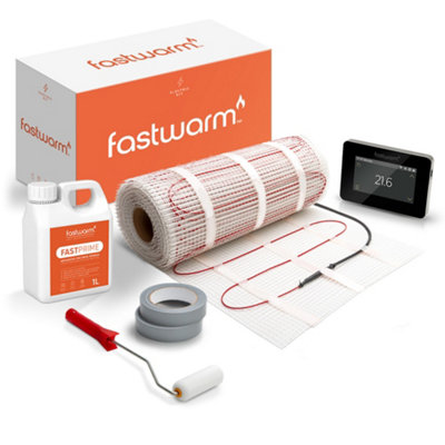 Fastwarm Black 150W Electric Underfloor Heating Mat Kit - Touch Thermostat 2.5M