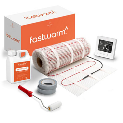 B&Q -  150W Electric Underfloor Heating Mat Kit1.5MWifi White Thermostat