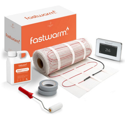 Fastwarm White 200W Electric Underfloor Heating Mat Kit - Touch Thermostat 2.5M