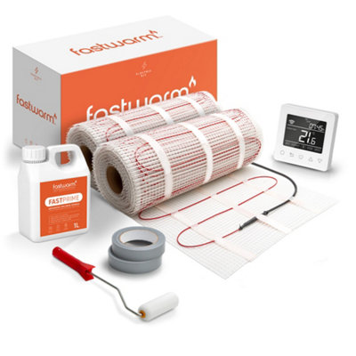 B&Q -  200W Electric Underfloor Heating Mat Kit16MWifi White Thermostat