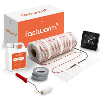B&Q -  200W Electric Underfloor Heating Mat Kit10MWifi Black Thermostat