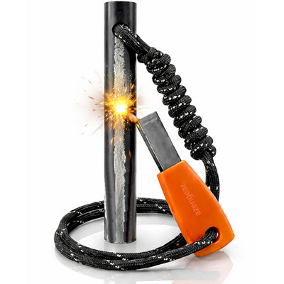 Azengear Survival Flint And Steel Fire Starter KitFerro Rod For CampingBushcraft from B&Q