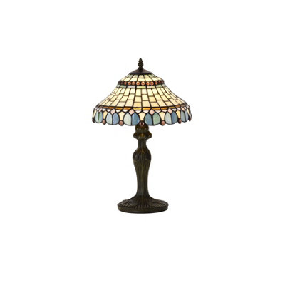 Belofay Stained Glass Handmade Peacock Tiffany Vintage Bedside Table Lamps For Living Room 12" Wide18" Height from B&Q