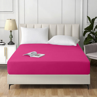 Ameha King Plain Dyed Fitted Sheet 40Cm- Extra Deep Pocket Pink Fitted Bed Sheets Soft Microfiber Bedding Sheet 152X200 Cm from B&Q