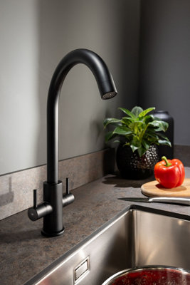 B&Q -  Abode Marido Dual Lever Kitchen Mixertap In Matt Black