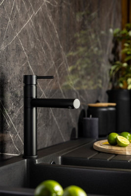 Horizon by Abode Abode Tower Single Lever Kitchen Mixertap In Matt Black from B&Q
