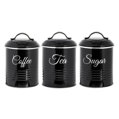 Innoteck Essentials Tea, Coffee, Sugar Set Of 3 Canister In High Gloss Black