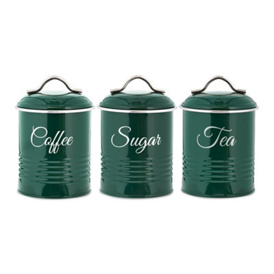 Innoteck Essentials TeaCoffeeSugar  Set Of 3 Canister In High Gloss Green from B&Q