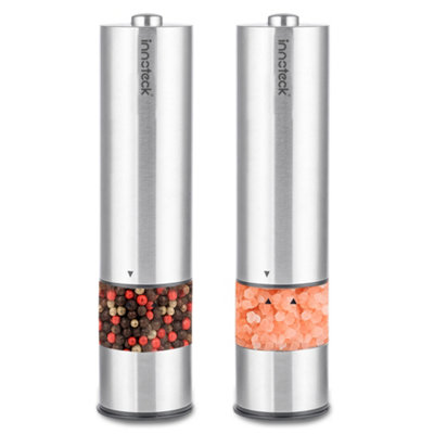 Innoteck Essentials Stainless Steel Electric Salt & Pepper Mill SetSilver from B&Q
