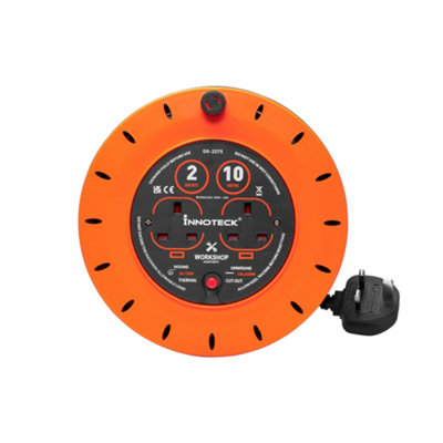 Innoteck 2 Socket 10M Cable Reel 13A With Thermal Cut Out