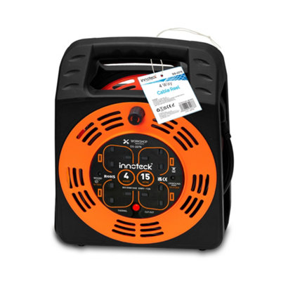 B&Q -  4 Socket 15M Cable Reel 13A With Thermal Cut Out
