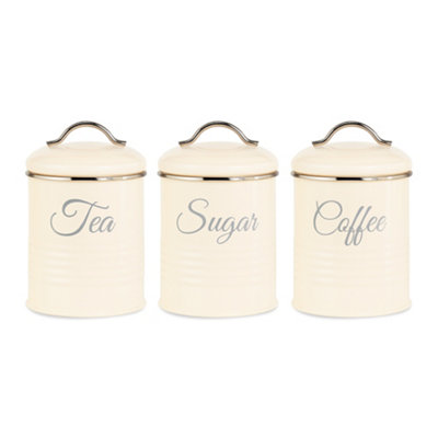 Innoteck Essentials Tea, Coffee, Sugar Set Of 3 Canister In High Gloss Cream
