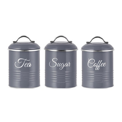 Innoteck Essentials TeaCoffeeSugar Set Of 3 Canister In High Gloss Grey from B&Q