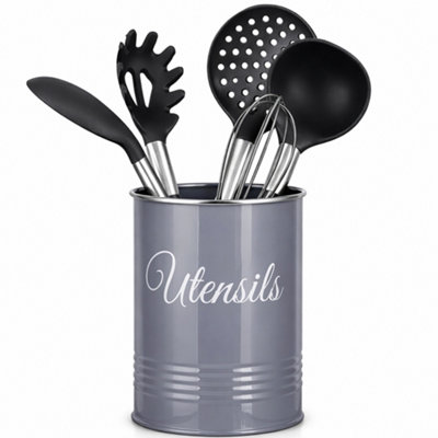 Innoteck Essentials Metal Utensil Crock HolderGrey. from B&Q