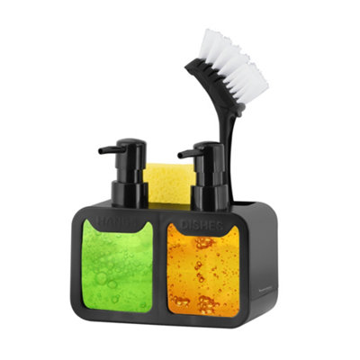 Innoteck Essentials Dual  Soap Dispenser Sink OrganiserBlack from B&Q