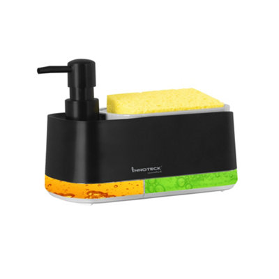 Innoteck Essentials 3 In 1 Hand And Dish Soap Dispenser With Sponge Holder - Black