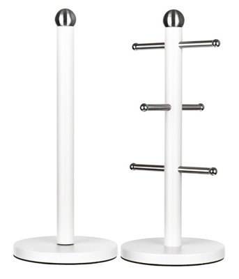 Innoteck Essentials Kitchen Paper Roll Holder And Mug Tree SetWhite from B&Q