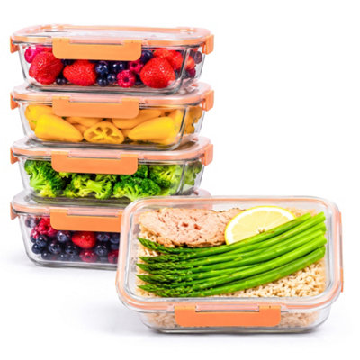 B&Q -  Glass Storage Set Airtight Leak Proof Meal Prep Containers