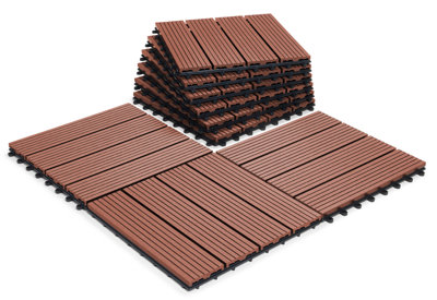 Click-Deck Colorado Classic Composite Decking Tiles 30X30Cm Interlocking Outdoor Deck TilesPatioBalconyConcrete18X Tiles from B&Q