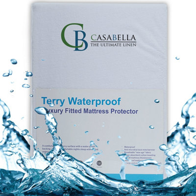 Casabella Waterproof Terry Towel Matress Protector Fitted Cover Polycotton Mattress Protectors Bunk 76X190+30Cm from B&Q