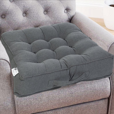 Casabella Booster Cushion Armchair Cushion Large Booster Seat Dining Chair 50X50+10Cm Thick Floor Cushion Sofa Seat Grey from B&Q