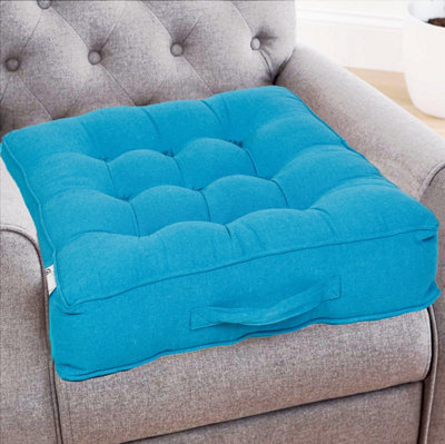 Casabella Booster Cushion Armchair Cushion Large Booster Seat Dining Chair 50X50+10Cm Thick Floor Cushion Sofa Seat Teal from B&Q