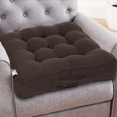 Casabella Booster Cushion Armchair Cushion Large Booster Seat Dining Chair 50X50+10Cm Thick Floor Cushion Sofa Seat Chocolate from B&Q