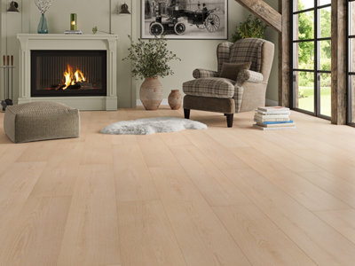 Underfoot Laminate Flooring 8mm Thick PlanksEasy Click FitWater-Resistant Laminate 1.92M² Coverage Per Pack (Natural Oak) from B&Q
