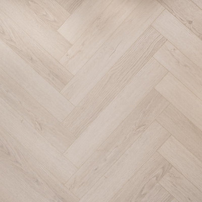 Underfoot Laminate Flooring Hard Wearing 12mm Thick HerringboneClick FitWater-Resistant Laminate1.92M² Coverage Per Pack (Light Ash) from B&Q