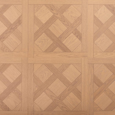 Underfoot Versailles Style Tile Effect Laminate 12mm Thick Planks Click Fit 1.95M² Coverage Per Pack (Caramel Oak) from B&Q