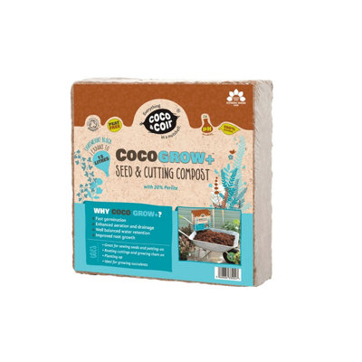 Coco & Coir Seed Cutting Compost Brick Compact Potting Mix With Perlite Makes 15L Peat Free